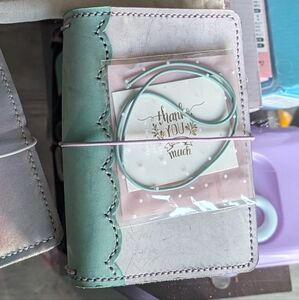Pelle Studio Lavender and Seafoam personal strings planner Genuine Leather